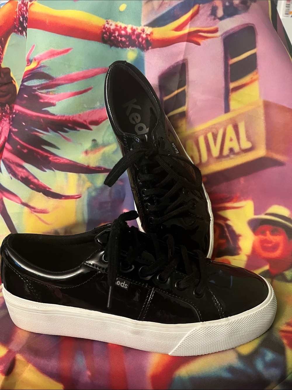 Keds Women's Black Patent Platform Sneakers Size 9